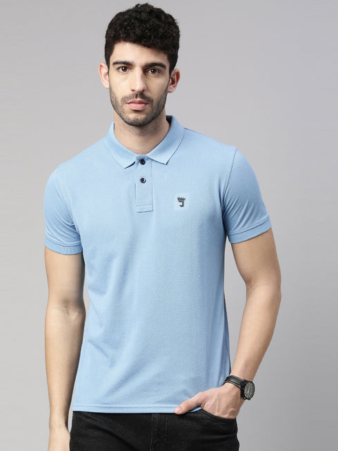 Sky Blue Solid Polo T-Shirt
